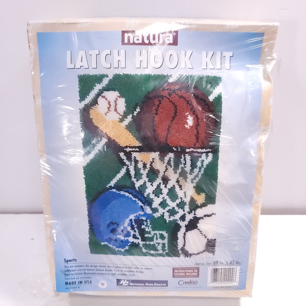 CARON Sports Latch Hook Kit Basketball Baseball Soccer #R058 20" x 27" Vintage